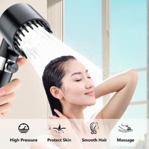 DFENGDF Filtered Shower Head High Pressure Showerhead with Handheld Spray Combo Detachable Showerhead with Hose Bracket Hard Water Filters Showerhead with ON/OFF Switch for Pets Bath