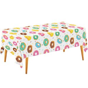 gatherfun donut party supplies: 2-pack donut birthday party decorations,disposable plastic tablecloth, ideal table cover for two sweet birthday, baby shower & themed parties, 54 x 108 inch