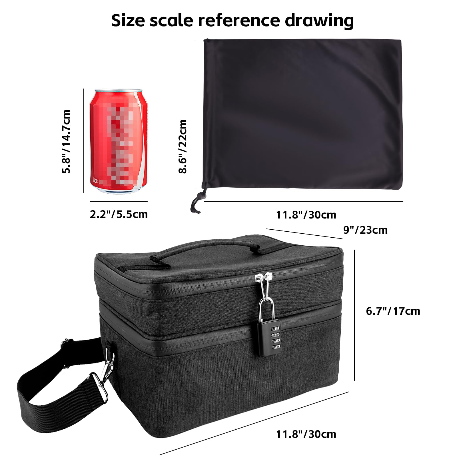 JINXOLET Discreet Lockable Storage Toy Bag And 2pcs L Size (8.6 * 11.8inch) Microfiber Drawstring Bag Box Organizer Container