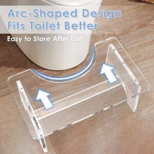 Acrylic Toilet Stool for Adults,7 Inch Poop Stool Potty Stool Clear Toilet Step Foot Stool for Bathroom Portable Easy Install for Women Men