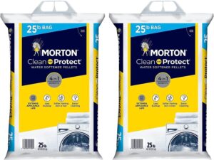 (2 pack) - 25lb bags morton clean and protect water softener salt, easy-carry, senior-friendly, lightweight