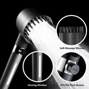 DFENGDF Filtered Shower Head High Pressure Showerhead with Handheld Spray Combo Detachable Showerhead with Hose Bracket Hard Water Filters Showerhead with ON/OFF Switch for Pets Bath