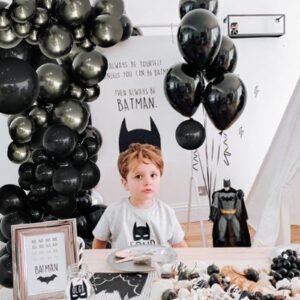 INFLORAL Birthday Party Black and Dark Grey Balloon Arch Kit Latex Balloon Garland Kit for Wedding Engagements Fathers Day Graduation Baby Shower Anniversary Party Decoration