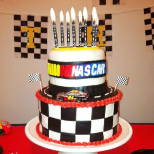 Race Car Theme Birthday Candles, 12Pcs Black White Long Thin Birthday Candles, Race Car Cake Topper Checkered Flag Birthday Party Decorations for Kids Boys