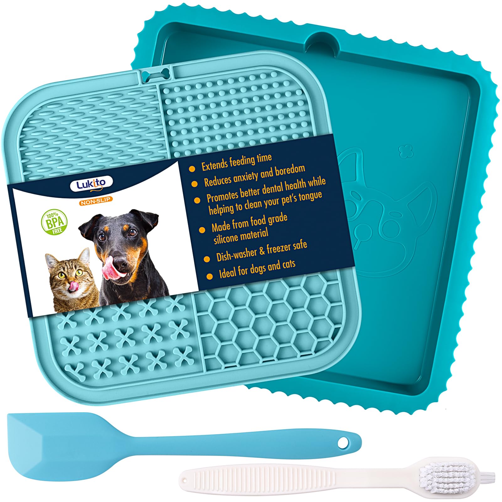 LUKITO Lick Mat & Dog Bowl 2 in 1 for Dogs & Cats, Dog Peanut Butter Lick Pads for Boredom Reducer, Pet Bowl, Dog Water and Food Dish