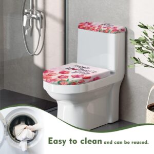 Gzzxiailg Happy Mothers Day Bathroom Toilet Lid Cover Fit for Standard Oblong Round Elongated Bath Room Bowl Lids Soft Dust Cover Decorations Stretchable Scratches-Proof