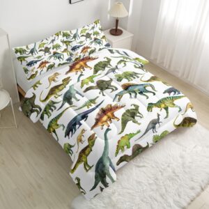 Nttopship Dinosaur Comforter Sets Full Size，Dinosaur Printed Quilt Set for Bedroom Soft Microfiber All Season Print Quilt Set with 1 Comforter and 2 Pillow Case