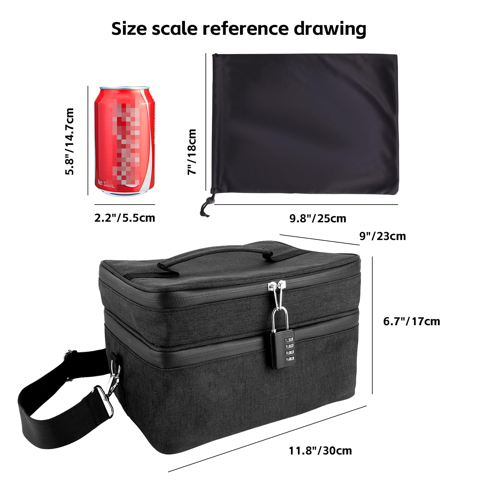 JINXOLET Discreet Lockable Adult Storage Toy Bag And 2pcs M Size (7 * 9.8inch) Microfiber Drawstring Bag Box Organizer Container