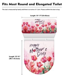 Gzzxiailg Happy Mothers Day Bathroom Toilet Lid Cover Fit for Standard Oblong Round Elongated Bath Room Bowl Lids Soft Dust Cover Decorations Stretchable Scratches-Proof