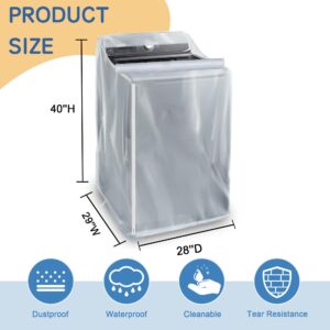 IndigoTempest9 Washer and Dryer Covers - Washing Machine Cover for Top Load and Front Load - Waterproof and Dustproof with Smooth Zipper - 29 x 28 x 43 Inches (Frosted)