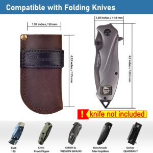 SOGCASE Leather Knife Sheath Belt Series - Durable, Well Made, Nice Leather, Easy and Quick Access to the Knife, Suitable for Most Folding Knives, Darkbrown