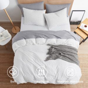 White Duvet Cover Queen Size - Boho Bedding Queen Duvet Cover Set, 3 Piece Tufted Double Brushed Boho Duvet Cover with Zipper Closure, 1 Queen Size Duvet Cover 90x90 Inches and 2 Pillow Shams