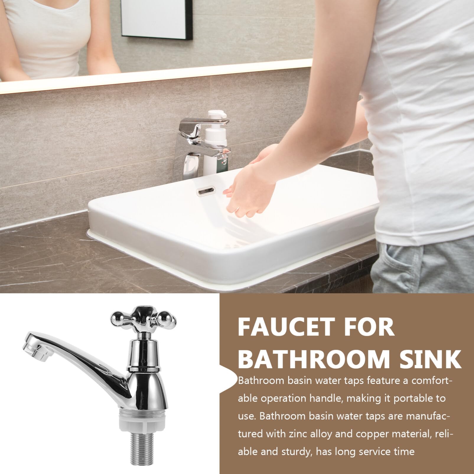 DOITOOL 1 Pair Bathroom Faucets,Cold Water Faucet and Hot Water Faucet Kitchen Basin Sink Faucets,Cold Hot Water Control Water Taps