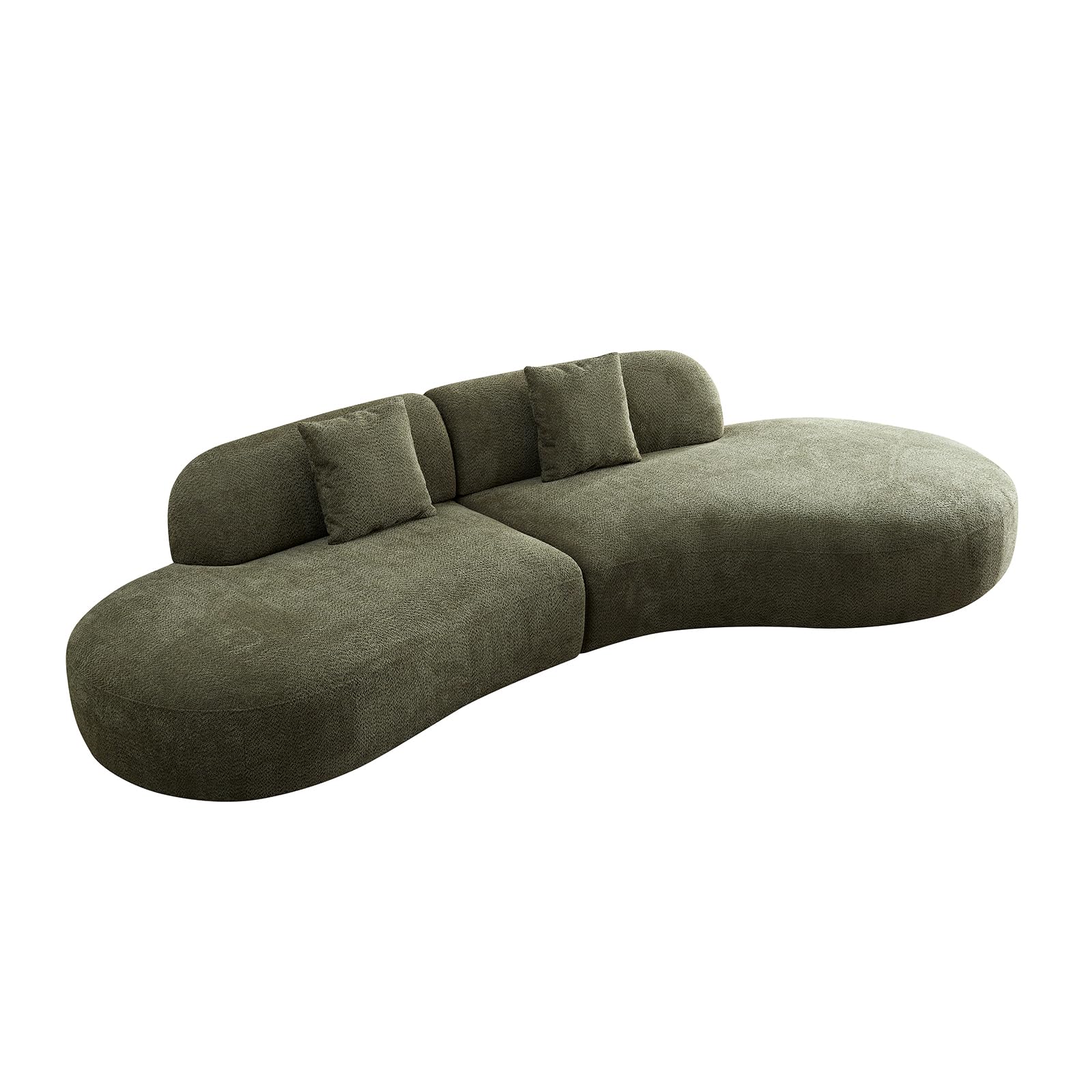 YOPENG 135.4" Oversized Curved Modular Sectional Sofa,Comfy Modern Boucle Fabric Cloud Couch with Chaise,Deep 6 Seater Sectional Couches for Living Room,Office,Apartment,Right Facing,Green