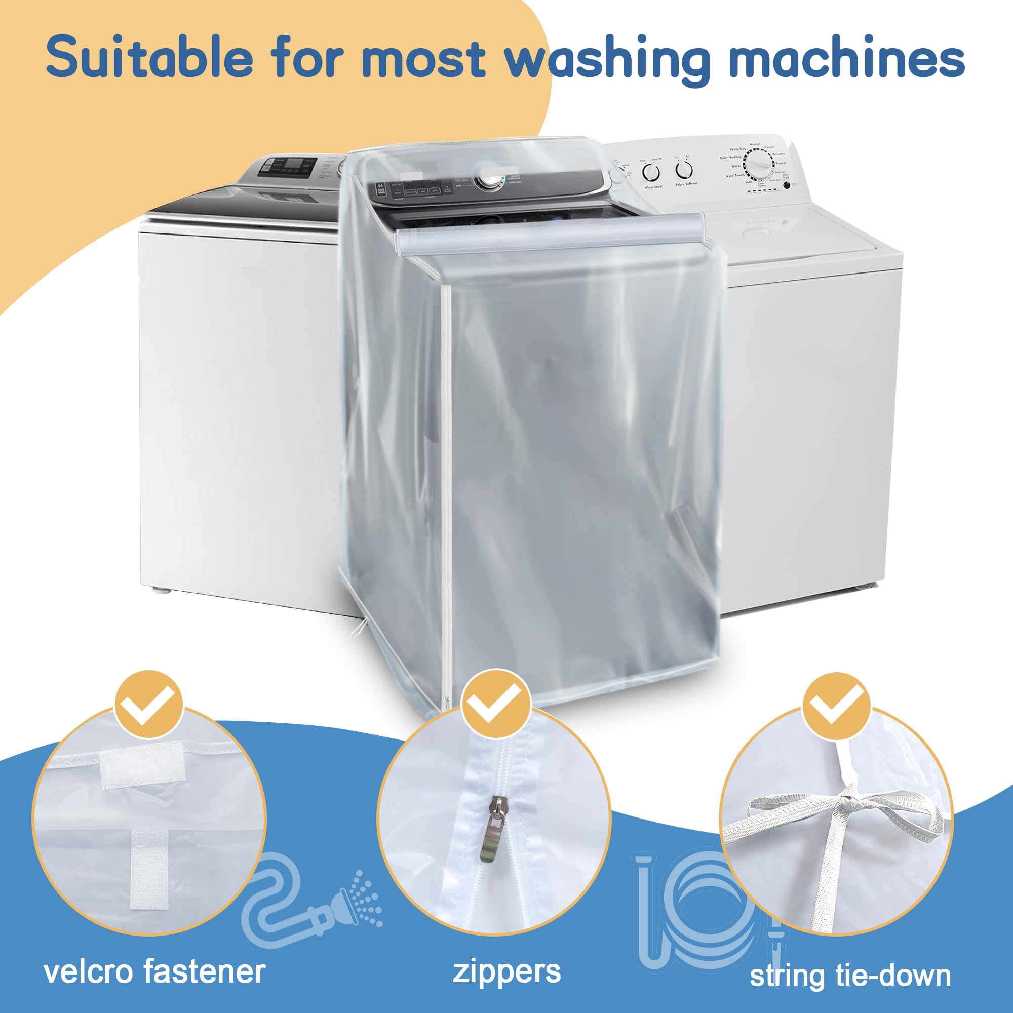 IndigoTempest9 Washer and Dryer Covers - Washing Machine Cover for Top Load and Front Load - Waterproof and Dustproof with Smooth Zipper - 29 x 28 x 43 Inches (Frosted)