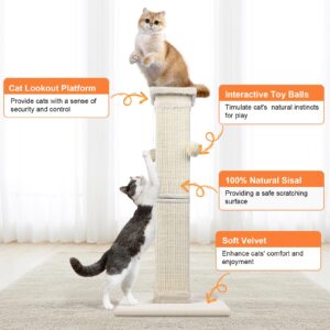 SOCATER Cat Scratching Post 33 Inch Nature Sisal Cat Scratch Post for Indoor Cats, Large Cat Scratcher Protect Your Furniture, for All Breeds