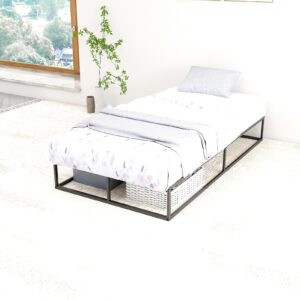 Mhjinuwet Twin Size Bed Frame, 10" Metal Platform with Wooden Slats, Easy Assembly, No Box Spring Needed