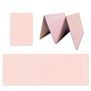 imat flip cutting mat_m type, self-healing, foldable, minimum close to a4, maximum 13.78'' x 37.8'', double-sided use, one side: inch, one side: cm, use in crafts (rose pink)