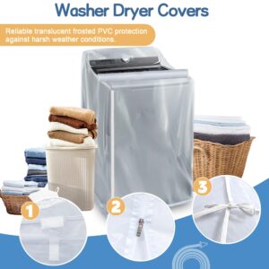 IndigoTempest9 Washer and Dryer Covers - Washing Machine Cover for Top Load and Front Load - Waterproof and Dustproof with Smooth Zipper - 29 x 28 x 43 Inches (Frosted)