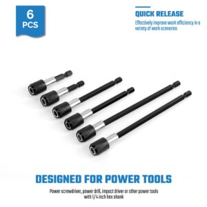 TEGRODEX 6PCS Drill Bit Extension Quick Release Screwdriver Bit Holder 2.36" 4" 6" 1/4 inch Hex Shank Drill Bit Extender Magnetic Bit Extension Adapter Set for Power Screwdriver Drill Impact Driver