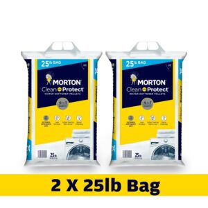 (2 Pack) - 25lb Bags Morton Clean and Protect Water Softener Salt, Easy-Carry, Senior-Friendly, Lightweight