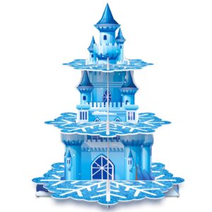 daliagra 3 tier frozen cupcake stand frozen centerpieces birthday party supplies winter wonder princess baby shower cake table decoration snowflake party cupcake holder for girl kids party favor