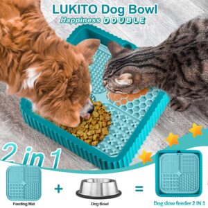 LUKITO Lick Mat & Dog Bowl 2 in 1 for Dogs & Cats, Dog Peanut Butter Lick Pads for Boredom Reducer, Pet Bowl, Dog Water and Food Dish