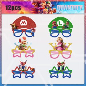 Superhero Paper Party Glasses Birthday Decorations, Game Brothers Party Favors Photo Props for Boys Girls Birthday Gift (12PCS)