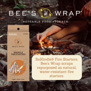 Bee's Wrap ReKindle Fire Starters, Made in the USA Natural Beeswax Fire Starters for Campfires, Waterproof Fire Starter Made From Beeswax Food Wraps, Safe for Indoor & Outdoor Use, 6oz Starts 25 Fires