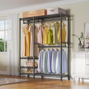 VIPEK V2i Garment Rack for Hanging Clothes, Portable Closet System with 4 Adjustable Shelves & 2 Hanging Rods, Heavy Duty Metal Clothes Rack, Freestanding Wardrobe Closet Rack, Max Load 700lbs