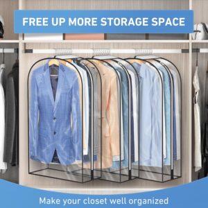 10" Gusseted All Clear Garment Bags, 40" Suit Bags for Closet Storage Hanging Clothes, Shirts, Coats, Dresses, 6 Packs