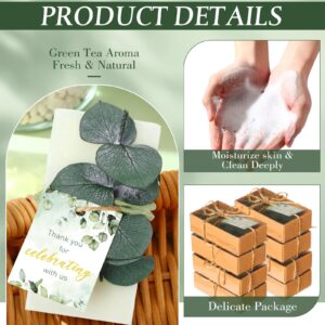 Dansib 50 Sets Mini Eucalyptus Handmade Soaps Wedding Soap Bulk Party Gifts Wedding Baby Shower Gifts for Guest with Thank You Cards Box for Bridal Shower Wedding