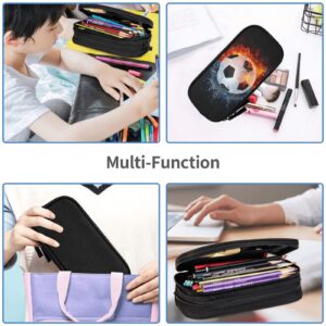 YIJIUWKIS Soccer Pencil Box Case for Kids Boys, Sports-Themed Pencil Pouch Big Capacity Black Pencil Bag Portable Stationery Storage Box Desk Pen Bag for School Office