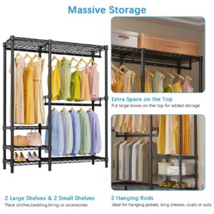 VIPEK V2i Garment Rack for Hanging Clothes, Portable Closet System with 4 Adjustable Shelves & 2 Hanging Rods, Heavy Duty Metal Clothes Rack, Freestanding Wardrobe Closet Rack, Max Load 700lbs