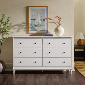 Walker Edison Modern 6-Drawer Solid Wood Dresser Bedroom Storage, 57 Inch, White