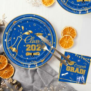 Graduation Plates and Napkins 2024 Graduation Party Supplies, 2024 Graduation Party Disposable Paper Plates Napkins Tablecloth Class of 2024 Congrats Grad Graduation Party Decorations, Serve 24