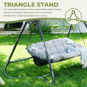 Grand patio Outdoor Patio Swing Chair 3-Person, 3-Seat Patio Swing Chair, Patio Lounge Chair Swing Set for Porch and Garden, Grey