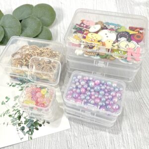 Oarolloy 16pcs Small Plastic Organizer Storage Boxes 4 Sizes Rectangle Clear Plastic Organizer Storage Box Mini Mini Empty Containers with Lids for Beads, Jewelry, Nail Art, Crafting