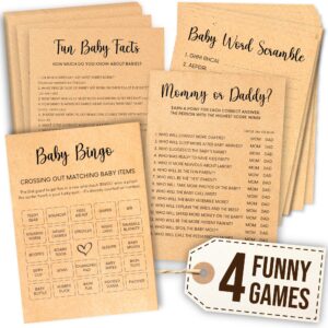 woodamore bingo baby shower games for girl - baby shower bingo cards for guests, baby shower word scramble, mommy or daddy baby shower game, funny boys baby shower activities