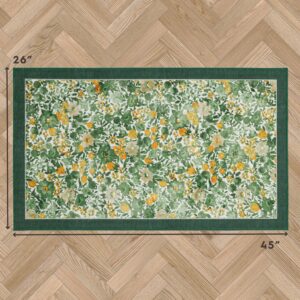 Laura Ashley Green Lovestone Floral Machine Washable & Slip Resistant 26" x 45" Accent Rug