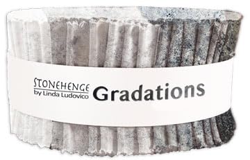 Northcott Jelly Roll - Stonehenge by Linda Ludovico Gradations Graphite Grays Greys 2.5"" Strips Roll-Up Bundle Quilter's Cotton Fabric Precuts (SGRAD40-99) M534.22