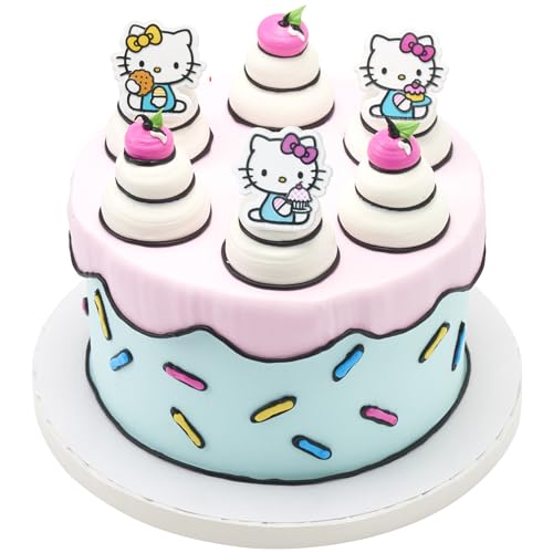 DecoPac Hello Kitty® Rings, Cupcake Decorations Featuring Hello Kitty and Mimmy, Pink And Yellow - 24 Pack