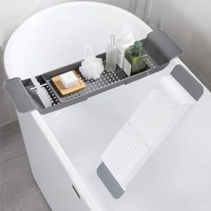 Bath Tray Bathtub Caddy Bathtub Bridge Extendable Book Phone Pad Holder Toys Shampoo Soap Storage Bathroom Accessories Dish Drainer