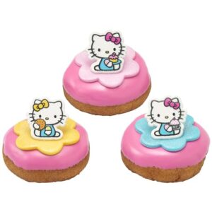 DecoPac Hello Kitty® Rings, Cupcake Decorations Featuring Hello Kitty and Mimmy, Pink And Yellow - 24 Pack