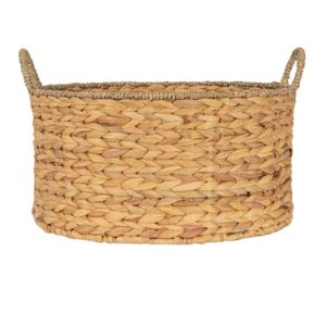 Household Essentials Rectangular Handwoven Water Hyacinth and Seagrass Basket with Handles, Natural