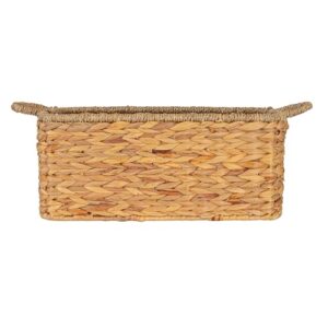 Household Essentials Rectangular Handwoven Water Hyacinth and Seagrass Basket with Handles, Natural