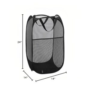 Ycsxhandpick Laundry Hamper Black Mesh Pop Up Dirty Clothes Hamper Portable Collapsible Clothes Baskets