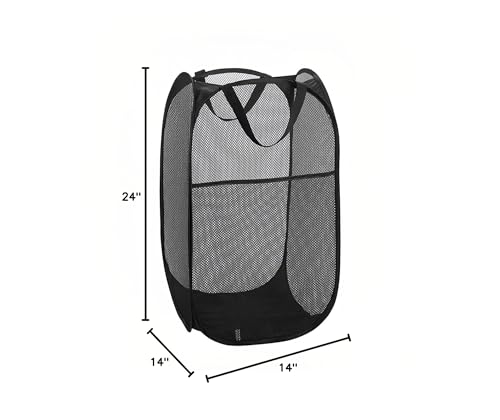 Ycsxhandpick Laundry Hamper Black Mesh Pop Up Dirty Clothes Hamper Portable Collapsible Clothes Baskets