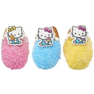 DecoPac Hello Kitty® Rings, Cupcake Decorations Featuring Hello Kitty and Mimmy, Pink And Yellow - 24 Pack