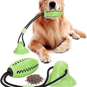 PrimePetPlay Suction Cup Dog Chew Puzzle Toy - Bite Resistant and Durable - Perfect for Aggressive Chewers - Dental Health and Interactive Play, Suitable for Small, Medium & Large Dogs, Green